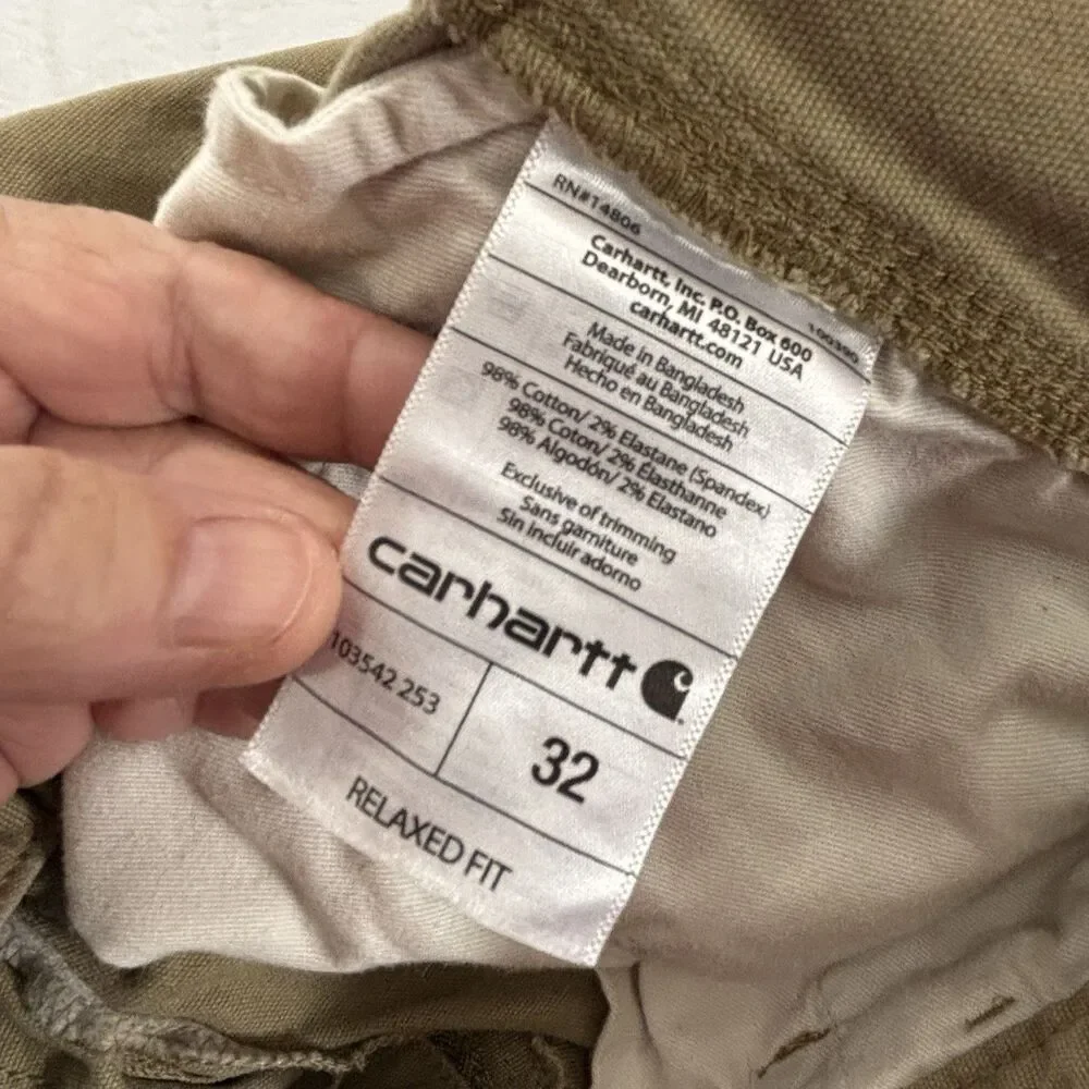 Carhartt Men's Force Relaxed Fit Ripstop Cargo Work Shots Size 32 Tan Bangladesh - Picture 10 of 15